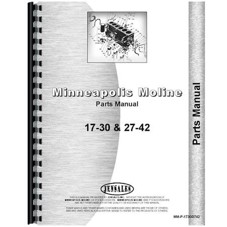 Aftermarket New Parts Manual Made for Minneapolis Moline Tractor Model 27-42 RAP79710